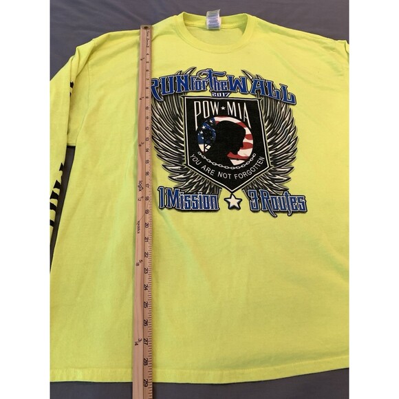 2017 Run for the Wall POW MIA 2XL Long Sleeve T-Shirt Biker Military Hi-Vis FLAW - Picture 5 of 10